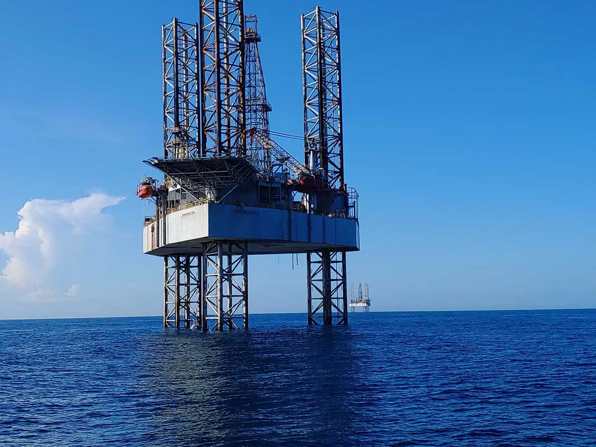 Jack-up rigs stationed off the coast of South Padre Island