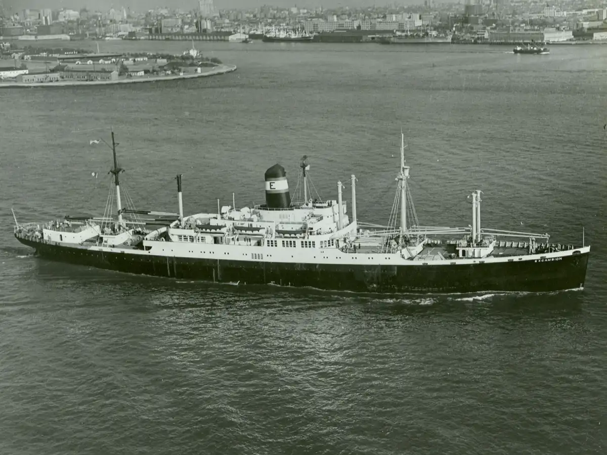 The USS Excambion, one of the four Aces - leaving port